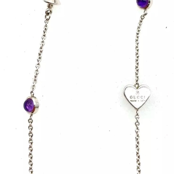 Gucci Sterling Sterling Silver Real Amethyst Heart Necklace - Picture 5 of 9